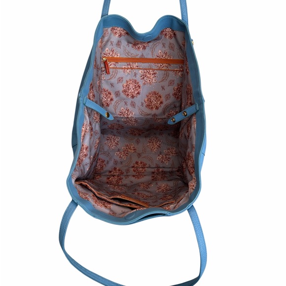 HOBO Kingston Pebbled Leather Convertible Tote Bag Blue Slouchy Hobo Purse - Picture 11 of 15